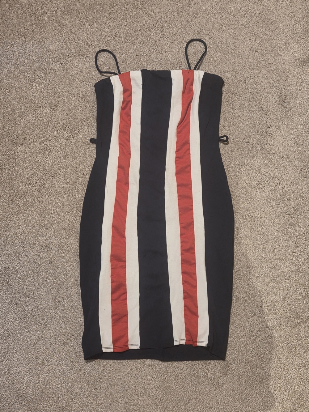 Focus Navy, White & Red Striped Bodycon Mini Dress